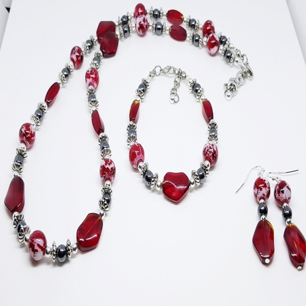 Multi Painted Glass Beaded Trio Set